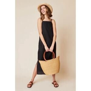 Whimsy + Row Loni Dress in Black Linen Sz M